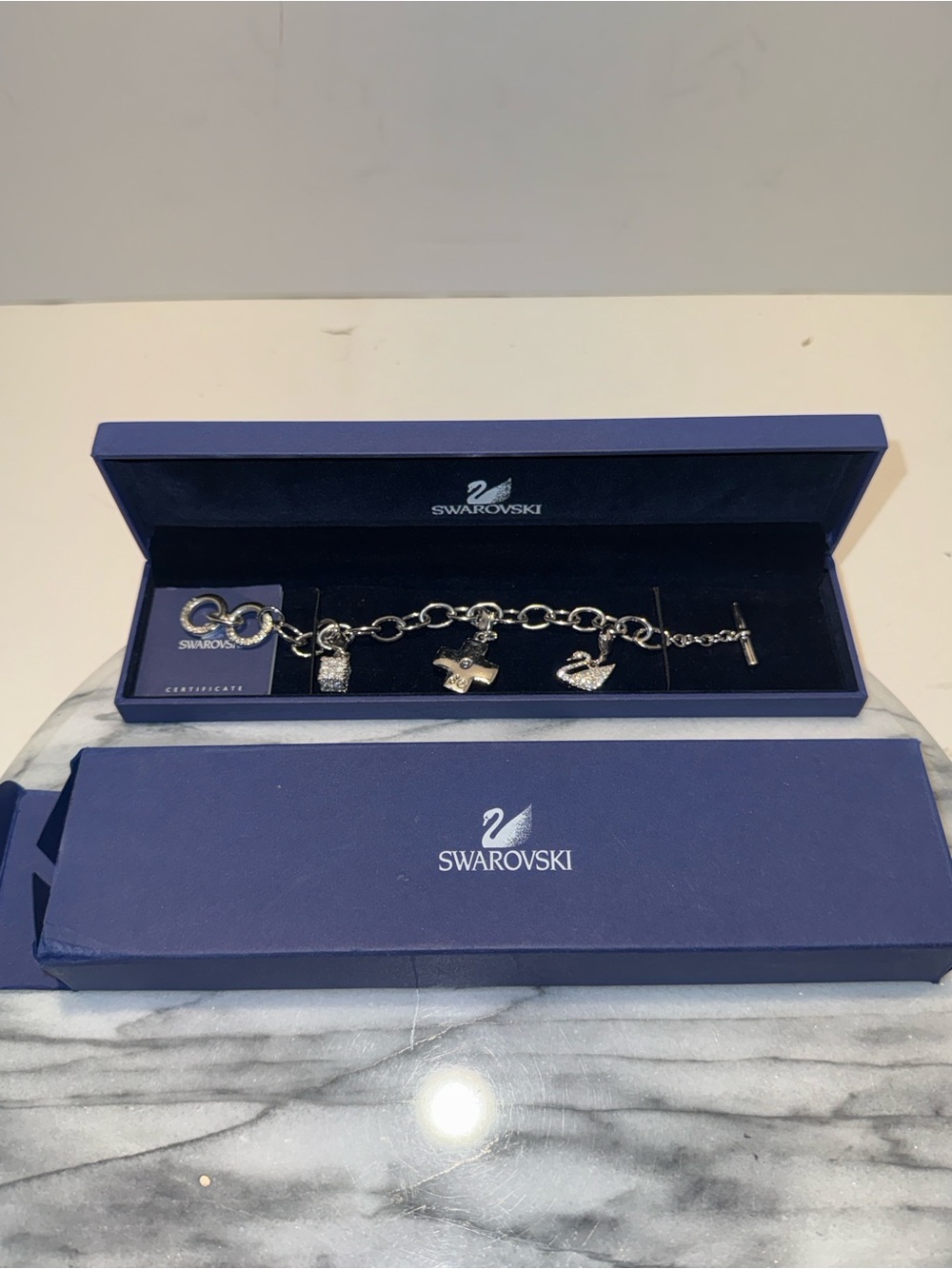 AUTHENTIC SWAROVSKI BRAND NEW DORINDA Charm Bracelet, Vintage Rhodium Plated
